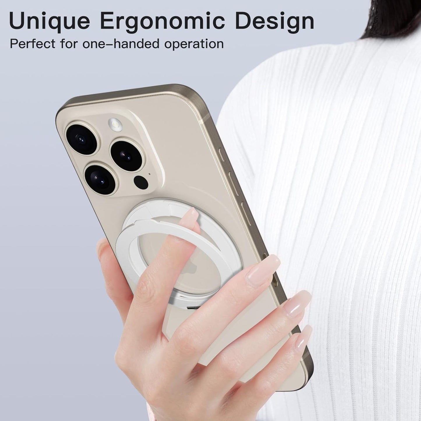 COOLQO 4Pcs 360 Spin Cell Grip Ring Phone Stand [Upgrade Gear Hinge Stress Anxiety Relief] Magnetic Holders for Your car Accessories Desk Mount Compatible with iPhone All Smartphones, Silver