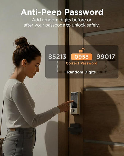 TCL Smart Lock D2 Pro with Palm Vein Recognition, Keyless Entry Door Lock for Front Door, Wi-Fi Keypad Deadbolt, App Remote Control, Auto Lock, Rechargeable Battery, Works with Alexa & Google