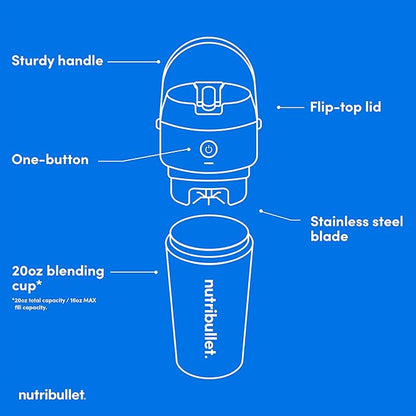 nutribullet Flip Portable Blender with Tritan Cup, Cordless, Black, NBPB10350
