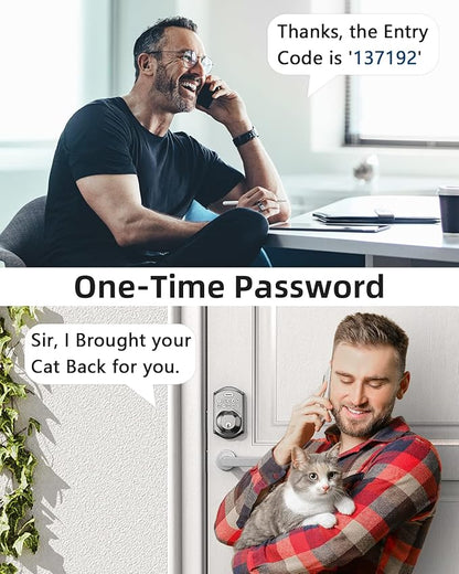 TEEHO TE002 Fingerprint Door Lock - Keyless Entry Electronic Keypad Deadbolt with 2 Backup Keys - Auto Lock - Easy Installation - Smart Locks for Front Door - Satin Nickel