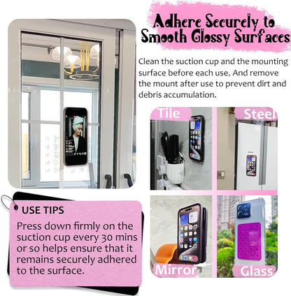 Silicone Suction Phone Case Mount 3 Pack, Silicon Adhesive Suction Cup Phone Mount, Non Slip Sticky Phone Grip for Cellphone, Strong Grip Holder for Selfies and Videos (LTPK&WT&TP)