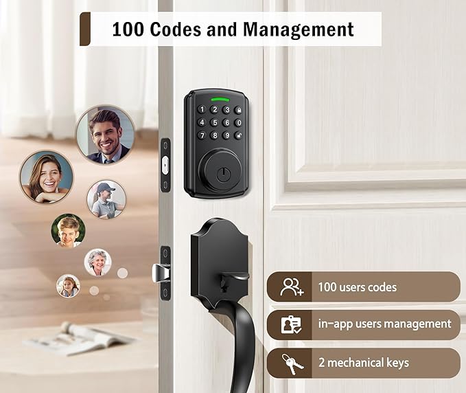 Keyless Entry Door Lock | APP Available But Not Required | Work with Gateway, Alexa and Google As | IP65 Waterproof | Deadbolt Smart Locks for Front Door | Auto Lock