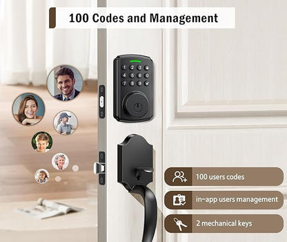 Keyless Entry Door Lock | APP Available But Not Required | Work with Gateway, Alexa and Google As | IP65 Waterproof | Deadbolt Smart Locks for Front Door | Auto Lock
