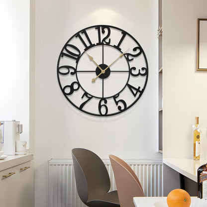 Large Wall Clock for Living Room Decor - 18 Inch Silent Non-Ticking Wall Clocks Battery Operated, Metal Vintage Retro Decorative Modern Wall Clock for Bedroom, Kitchen, Office, Farmhouse Decor