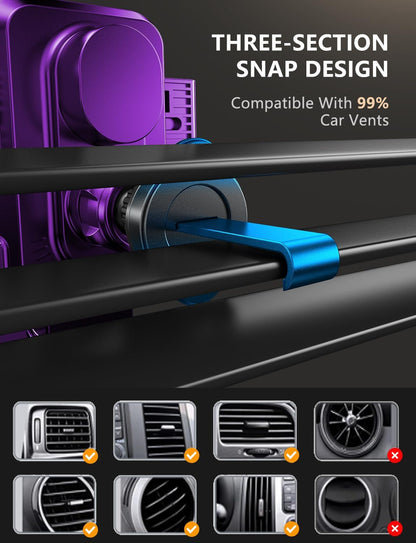 Wireless Car Charger, Phone Holders for Your Car, 15W Auto Clamping Phone Mount Car Accessories for iPhone 16 15 14 13 12 Mini Pro Max, Samsung Galaxy S24 Ultra S23 S22+ Note 20, etc - Purple