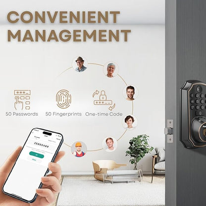 Keyless Entry Door Lock with Camera Fingerprint Door Lock Keypad Deadbolt Lock for Front Door Smart Lock App Control Voice Control