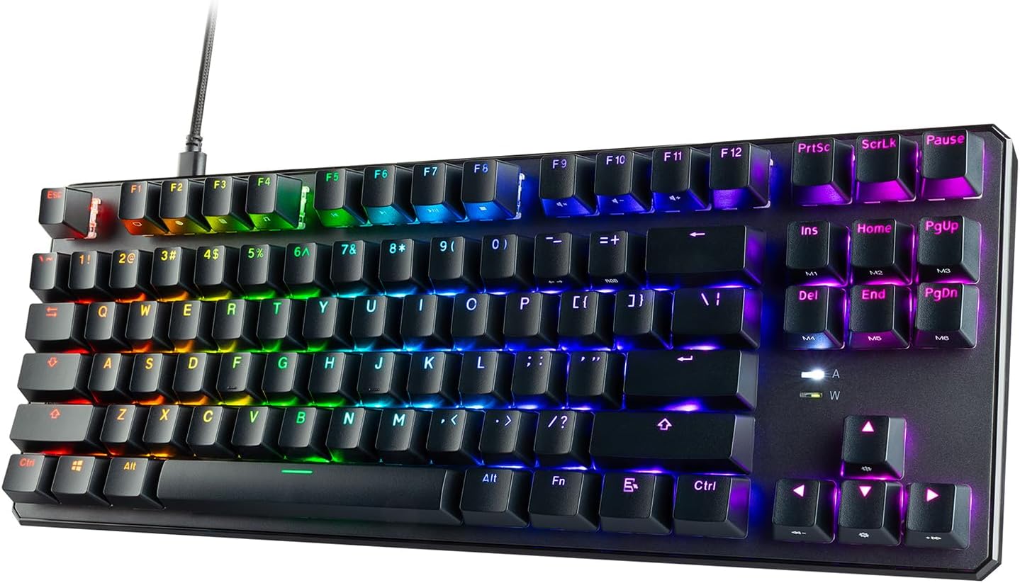 TECWARE Phantom+ 87 Key Mechanical Gaming Keyboard, RGB led, TKL 75% Keyboard, Thocky Sounding, Wraith Orange Switch