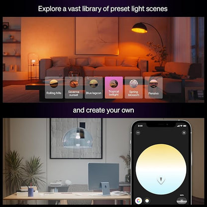 Philips Hue Smart LED A19 Bulb 1-Pack, White & Color Ambiance, E26 Base, 7.2W, Full Spectrum Light 1000K-20000K, 810 Lumens, Dimmable, Works with Alexa, Google, & Apple Home
