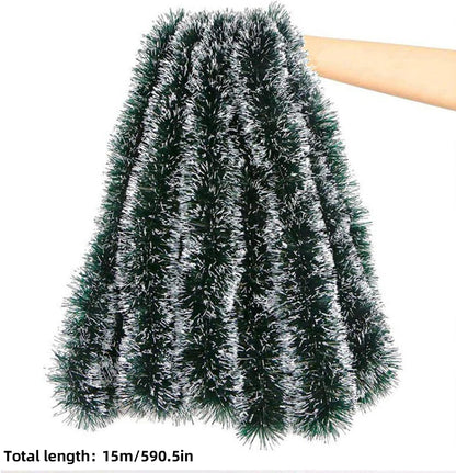 50 FT/15M Long Dark White Artificial Christmas Tinsel Garland Decorations DIY for Xmas Tree,Fireplace Mantel,Stairs Railing Outdoor Indoor Holiday Decor