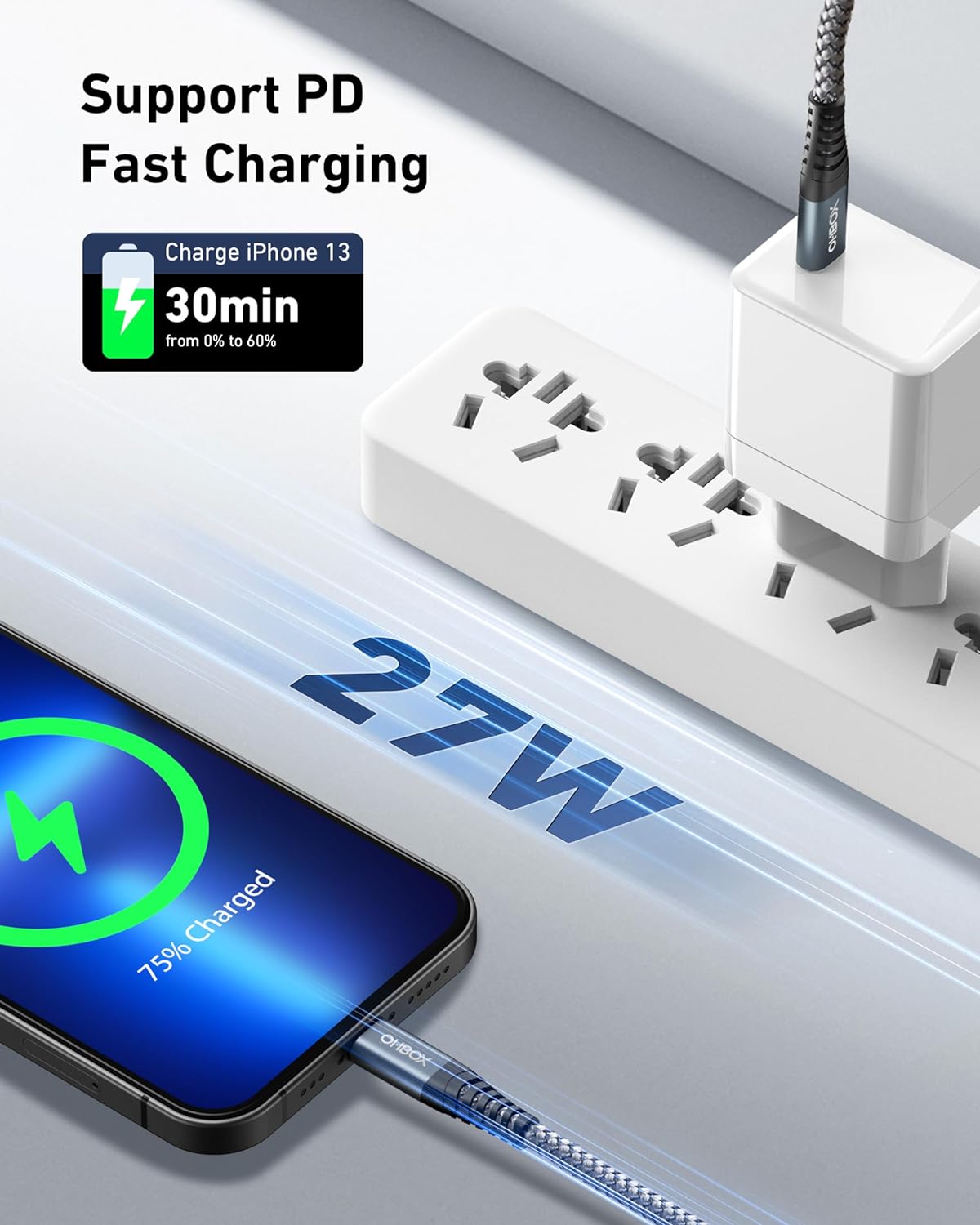 ohbox USB C to Lightning Cable 3Pack 6FT iPhone Fast Charger Cable USB-C iPhone Charging Cord Compatible with iPhone 14 13 13 Pro Max 12 12 Pro Max 11 XS XR X 8 iPad