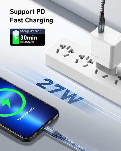 ohbox USB-C to Lightning Cable 3FT 3Pack iPhone Charger Fast Charging Braided Type C Charging Cord Compatible with iPhone 14 13 13 Pro Max 12 12 Pro Max 11 XS XR X 8 iPad