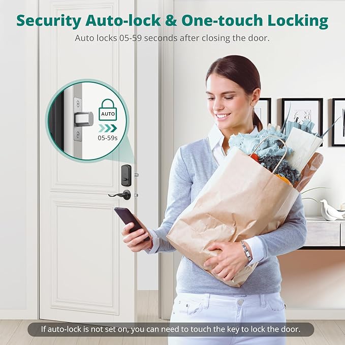 DS10 Pro Keyless Entry Door Lock with APP Control - Fingerprint Electronic Keypad Door Lock, Smart Locks for Front Door, Auto-Lock & One Touch Locking with Bluetooth - Oil Rubbed Bronze