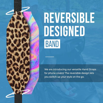 Phone Grip Strap - Pack of 2 Reversible Finger Holder for Phone Back, Customizable Anti-Slip Design, Wireless Charging Compatible Detachable Holder for iPhone - Leopard & Pink Tie dye