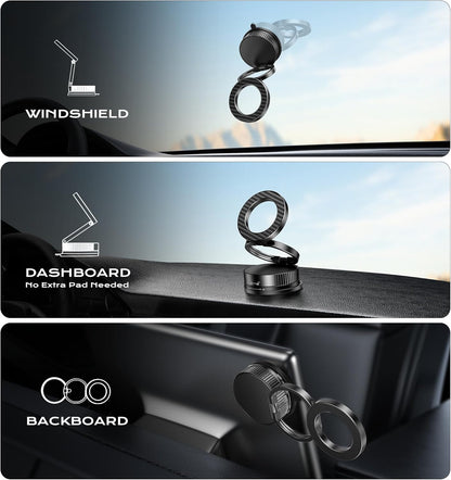 Latest Upgraded Suction Cup Phone Mount Nano Gel 360°Phone Stand Vacuum Magnetic Car Phone Holder for MagSafe Car Mount 110 LBS Car Accessories for iPhone 16/15/14/13/12 / Android