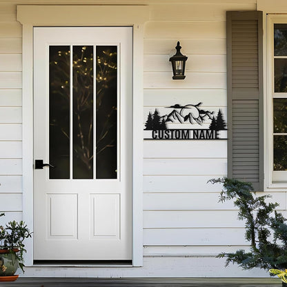 Personalized Mountain Metal Sign, Metal Mountain Wall Art Decor, Custom Family Name Sign, Custom Sign Outdoor Metal, Forest Home Decor Sign, Nature Wall Art, Cabin Decor, Housewarming Gifts