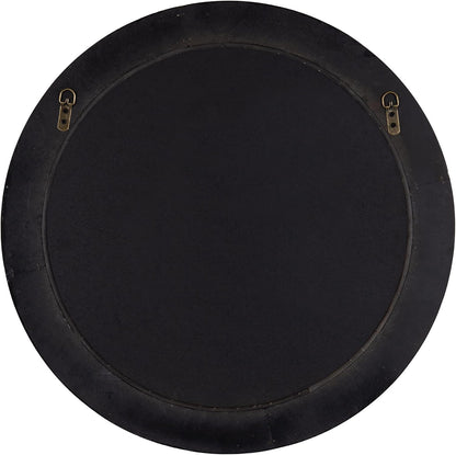 Kate and Laurel Palmer Rustic Farmhouse Round Wooden Mirror, 26 Inch Diameter, Blue and Rustic Brown, Modern Circle Decorative Wall Mirror with Paint Distressing