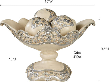 Floressa Decorative Centerpiece Bowl and Orbs Set of Four