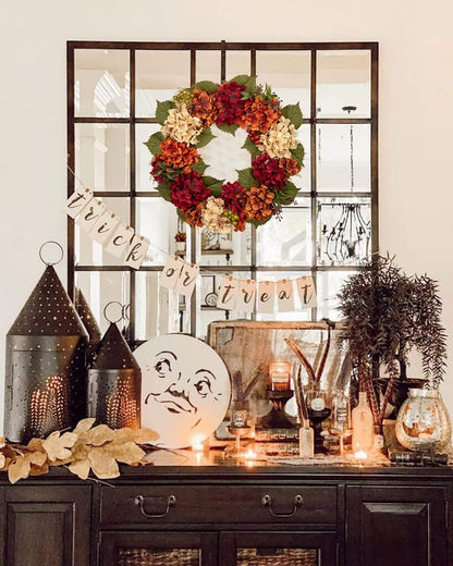 Fall Wreaths for Front Door, 20 inch Autumn Wreath with Hydrangeas Berries Fall Door Wreath Artificial Hydrangea Flowers Wreaths Autumn Decorations for Farmhouse Thanksgiving Harvest Door Wall Outside