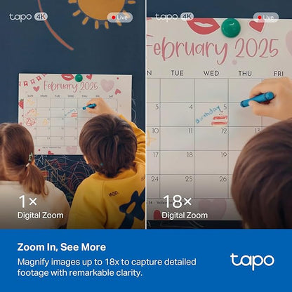 Tapo 4K Indoor Pan/Tilt Wired Security Camera - Works as a Baby Monitor, Person/Pet Detection, Facial Recognition, 360° AI Motion Tracking, Subscription-Free Local Storage or Optional Cloud, C260