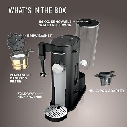 Ninja | Coffee Maker | Single Serve |Brew with Coffee Pods & Grounds| Compatible with K-Cup Coffee Pods | 4 Brew Styles, up to 24oz Cup Sizes & 56oz Removable Reservoir | Black | PB051