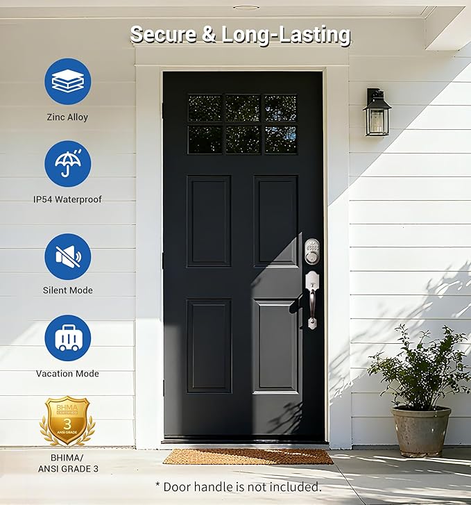 Veise Keyless Entry Door Lock, Electronic Keypad Deadbolt, Keyed Entry, Auto Lock, Anti-Peeking Password, Back Lit & Easy Installation Design, Satin Nickel