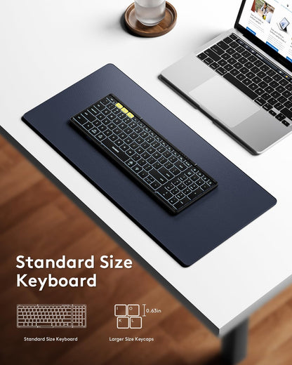 Samsers Foldable Bluetooth Keyboard with Numeric Keypad, Full-Size Wireless Folding Keyboards with Backlight, Portable Travel for iOS Android Windows Mac OS, Support 3 Device(BT5.1 x 3), Black