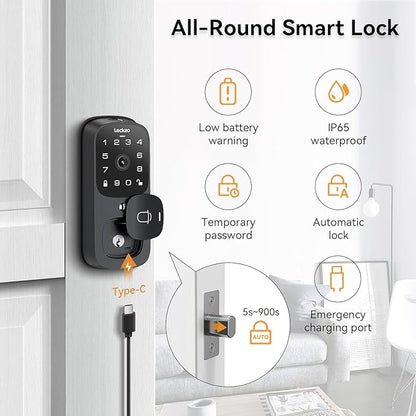 Video Smart Lock with Doorbell, 3 in 1 Keyless Entry Door Lock, Built-in WiFi Camera Deadbolt Lock for Front Door, Fingerprint, Keypad Code, App Control, Voice Control, Auto Lock, IP65, Video Calling