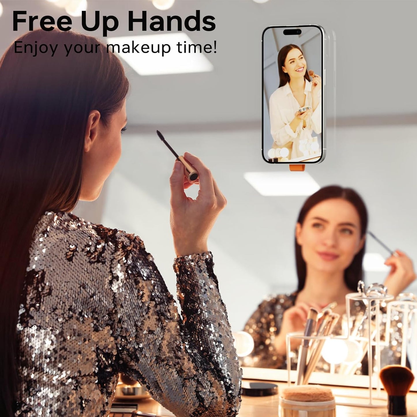Magnetic Suction Cup Phone Mount, Ultra-Comfort Silicone Suction Grip Holder Stand for MagSafe, Hands-Free Mirror Shower Phone Holder Mount for TikTok/Video/Selfies/Shower
