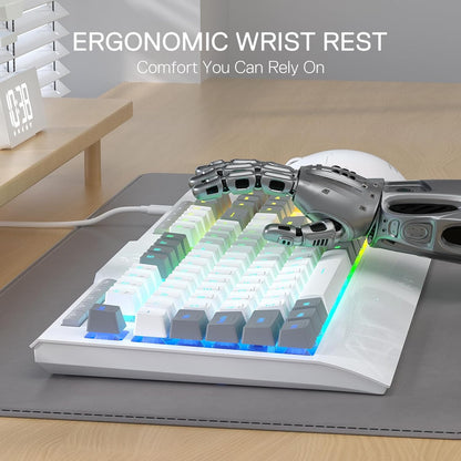 Redragon K525 RGB Backlit 104 Keys Wired Membrane Gaming Keyboard w/ 5 Multimedia Keys & 4 Extra On-Board Macro Keys, Dedicated Media Control, Ergonomic Wrist Rest, Linear Mechanical-Feel Switch