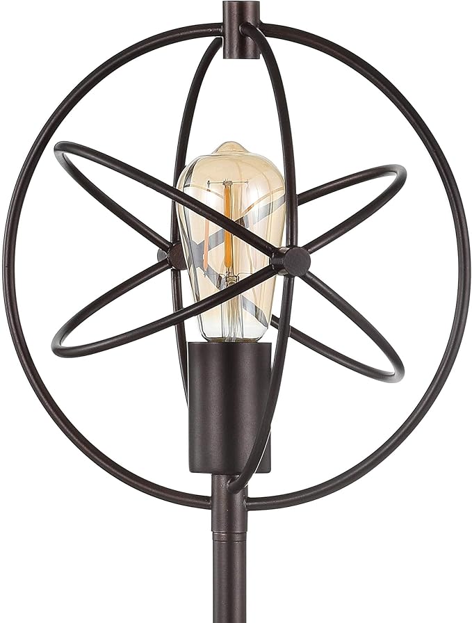 JONATHAN Y 26.75" Oil Rubbed Bronze Atomic Caged LED Table Lamp, Industrial Modern Metal Desk Lamp with White Marble Base for Living Room Bedroom, LED Bulb Included JYL1091A