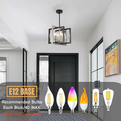 ANKYLHUA Black Nickel Chandelier,6-Lights Ceiling Light Fixture E12,Adjustable Hight Pendant Lights Kitchen Island,Chandeliers for Dining Room Bedroom,Entryway,Foyer