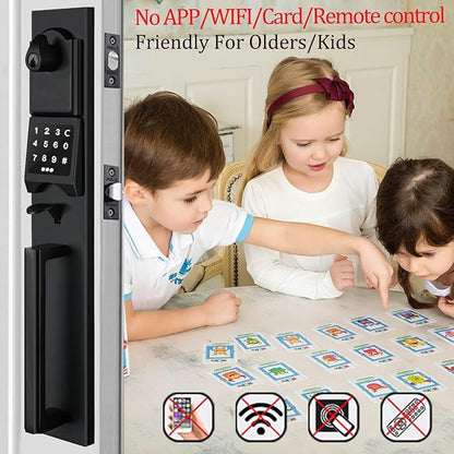 NEWBANG Left-Handed Matte Black Electronic Smart Handleset with Keypad Lock for Double Front Door（Keys Reserved）,MDHST2016DB-E-SET-LH
