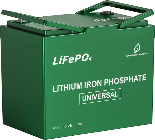 DEASON 12V 100Ah Mini LiFePO4 Lithium Battery - 100A BMS, 10-Year Lifespan, Up to 15000 Cycles, Max. 1280Wh Energy in Small Size, Perfect for RV, Solar, Trolling Motor, Boats, kayaking, Marine etc.