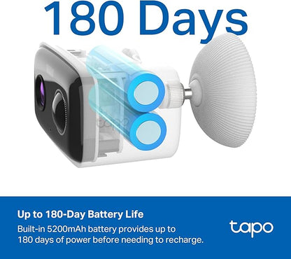 Tapo 1080p Outdoor Wireless Security Camera - Up to 180-Day Battery, Person Detection, Color Night Vision, Subscription-Free Local Storage or Optional Cloud, Works with Alexa & Google Assistant, C400