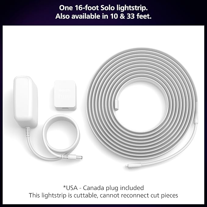 Philips Hue Indoor 16 Ft Smart LED Solo lightstrip Base Kit - Control with Hue App - Compatible with Alexa, Google Assistant and Apple HomeKit| (Pack of 4)