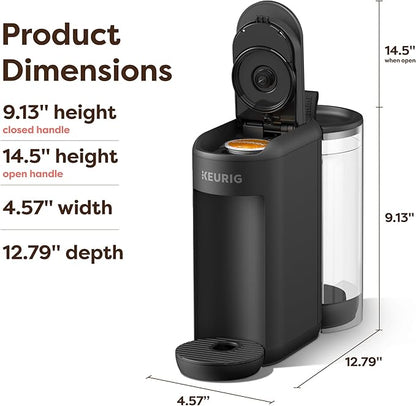 Keurig K-Mini Mate Plus Single-Serve K-Cup Pod Coffee Maker, Compact, 3 Cup Sizes, Brew Over Ice and Strong Button Features, 50 oz Removable Reservoir, Matte Black