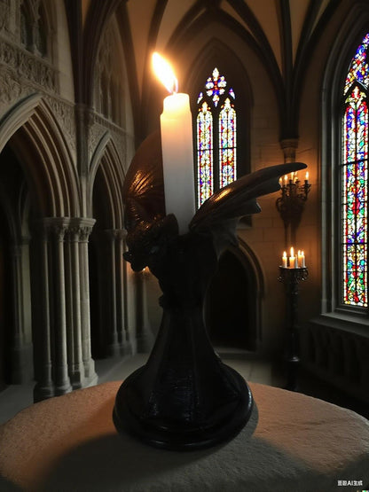 Gothic Candle Holder Raven Decor Owl Candle Sticks Holder Decor Mystical Dark Accents for Home & Parties (Bat)