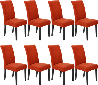Howhic Stretch Chair Covers for Dining Room Set of 8, Removable Washable Dining Room Chair Covers, Dining Chair Slipcovers Seat Protector, Great Decor for Home and Banquet (Pureed Pumpkin, 8 Pack)