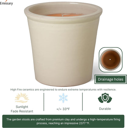 Emissary Round Stoneware Planter (Parent SKU 12012) (Cream, 16" D x 15" H)