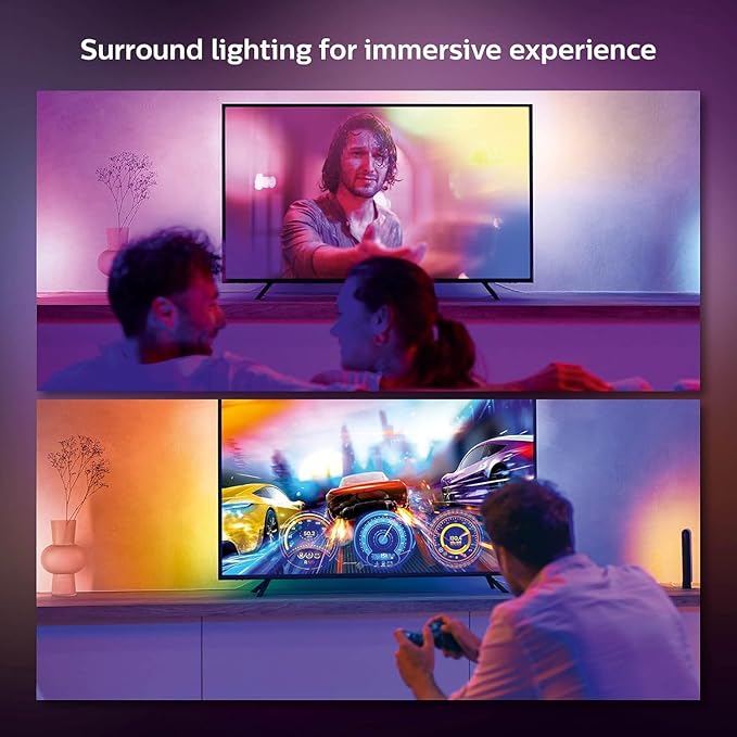 Philips Hue Play Gradient 65" Smart TV Light Strip,Flowing Color-Changing LED Strip Lights,Multicolor TV Backlight Sync with Music&Gaming,Requires Bridge&Sync Box,Control with App&Voice,(Pack of 2)