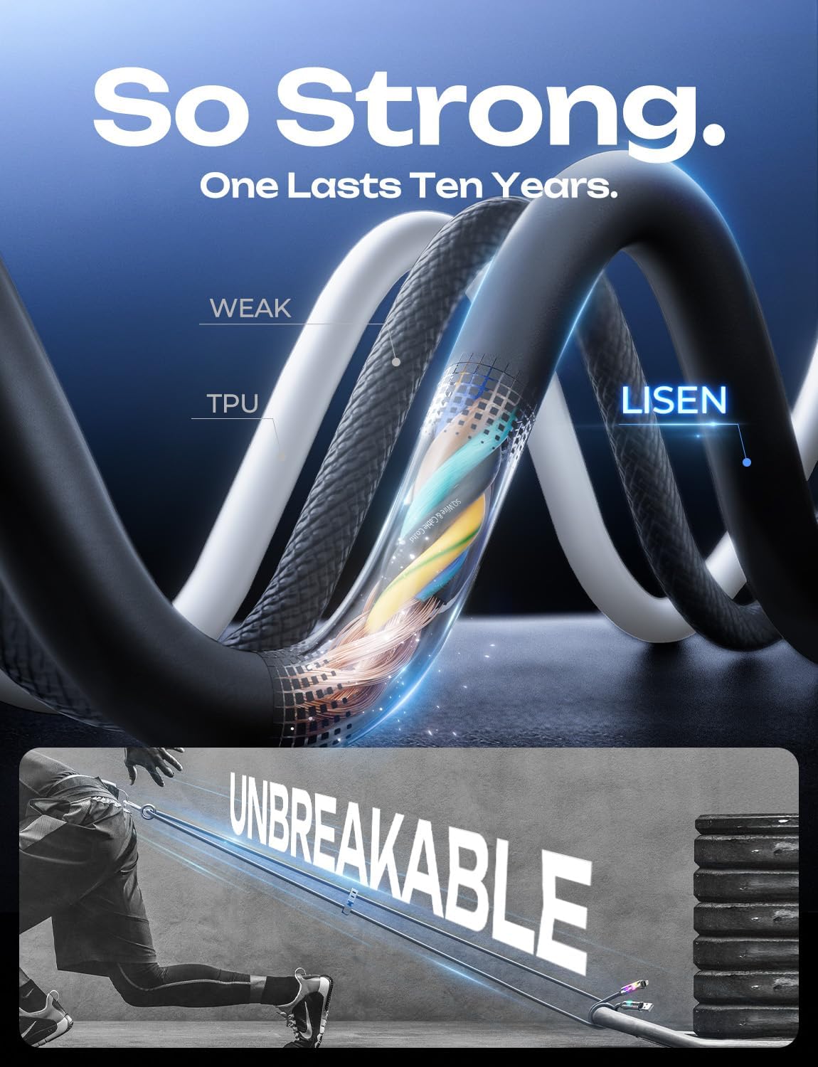 LISEN USB C to Lightning Cable, 240W 4 in 1 Charging Cable 10FT, Chubby USB A/C to C/Lightning with Light for iPhone 16e 16 15 14 Pro/MacBook/iPad/Samsung S25/Switch, Multi Chargers for All Devices