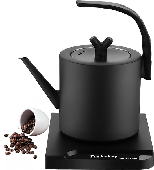 1.0L Gooseneck Electric Kettle - 304 Stainless Steel, 800W Fast Boiling with Auto Shut-Off, Precision Pour Over Kettle for Coffee & Tea, BPA-Free Matte Black Design, For Kitchen, Home, Office