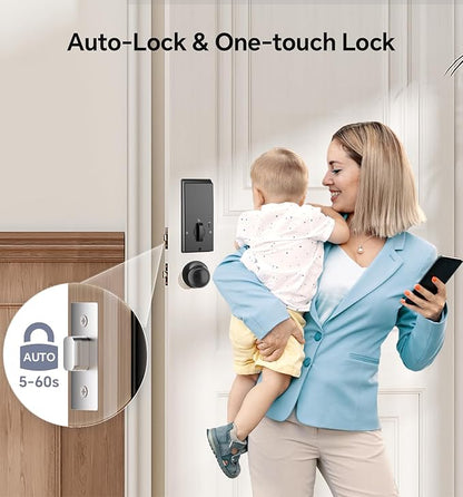 Keyless Entry Keypad Deadbolt with Handle Set, Auto-Lock + One-Touch Lock, 100 Codes + Easy Install, Ideal for Airbnb/Homes/Offices, Fits U.S. Standard Front Doors, Oil Rubbed Bronze