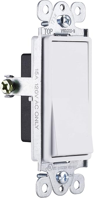 GE Grounding Paddle Rocker Switch 5 Pack, Single Pole, in Wall On/Off Power Switch Replacement for Ceiling Fans & Lights, 15 Amp, Great for Home, Office & Kitchen, UL Listed, White, 44017