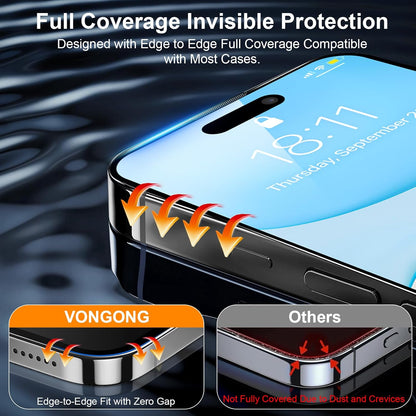 2 Pack Screen Protector for iPhone 16 Pro,Durable and Drop-Proof with 9H Hardness,Bubble-and-Dust-Free 16 Pro HD High-Aluminum Tempered Glass,Easy Installation Exclusively,