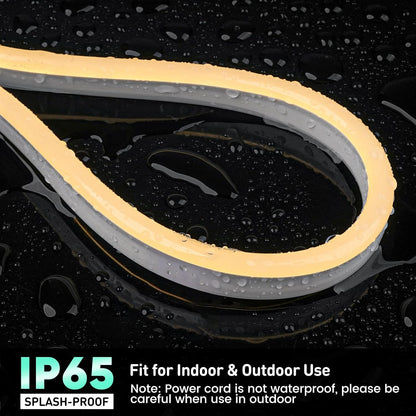 GZBtech Flexible LED Neon Rope Lights 50FT,AC 110-120V Waterproof Strip Light, 120 LEDs/M Cuttable Connectable Neon Lighting for Indoor Outdoor Home Decor/Commercial Building Use-Warm White 15M