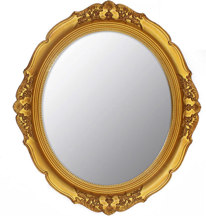14.8 x 13.1 inch Oval Wall Mirror Vintage Style Wall Mounted (Gold)