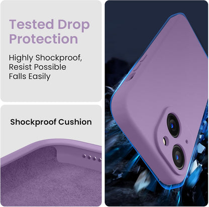 FireNova Designed for iPhone 15 Plus Case, Silicone [Camera Protection] Case with [2 Screen Protectors], Soft Anti-Scratch Microfiber Lining Inside, 6.7 inch, Light Purple