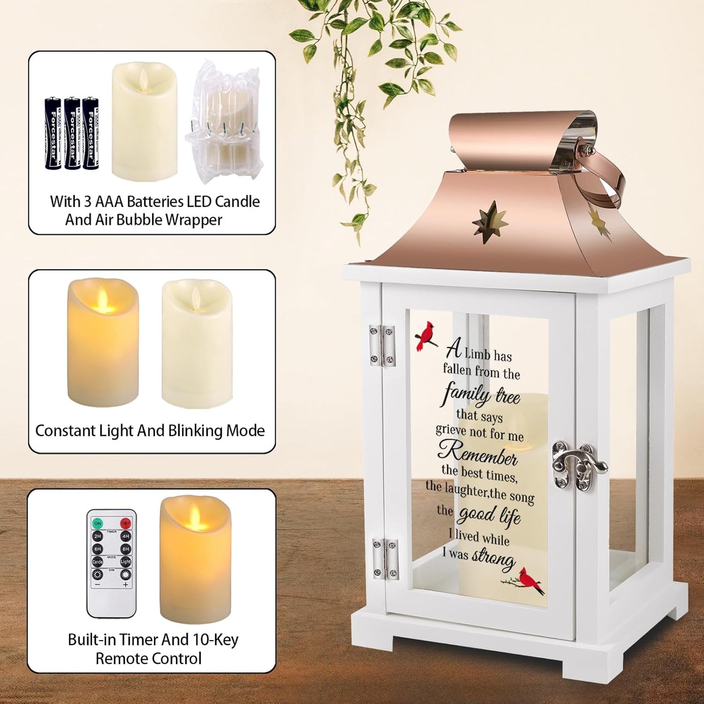 Memorial Lantern, Sympathy Gifts for Loss of Mom/Dad/Loved One, Bereavement Gifts, in Memory of Loved One Lantern,Celebration of Life, Memorial Gifts, Funeral Lantern,A Limb has Fallen from The ...