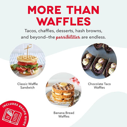 Dash Mini Waffle Maker- Compact Electric Iron for Creative Homemade Treats - PTFE nonstick surface - Easy-to-Clean - Perfect for Kids & Families - Silver